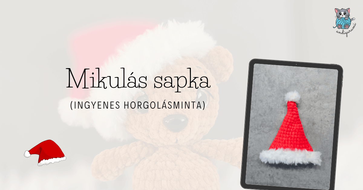 Mikulás sapka horgolásminta (ingyenes)